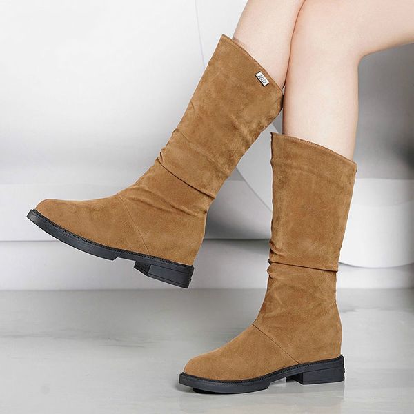 

boots autumn and winter fashion women suede snow rubber flat, Black