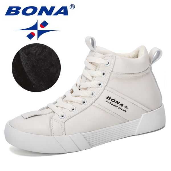 

bona 2020 new designer ankle boots women warm winter shoes woman sneakers flats lace up ladies shoes women short snow boots, Black