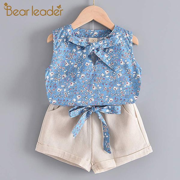 

clothing sets bear leader girls summer fashion kids flowers outfits girl bow-knot clothes floral and pants 2pcs suits, White
