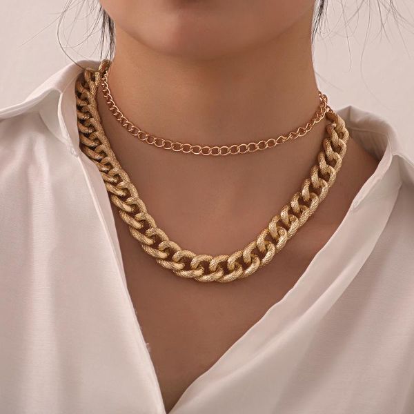 

punk curb cuban choker necklace for womengothic gold color chunky thiken collar layerd miam hiphop men necklace jewelry charm, Silver