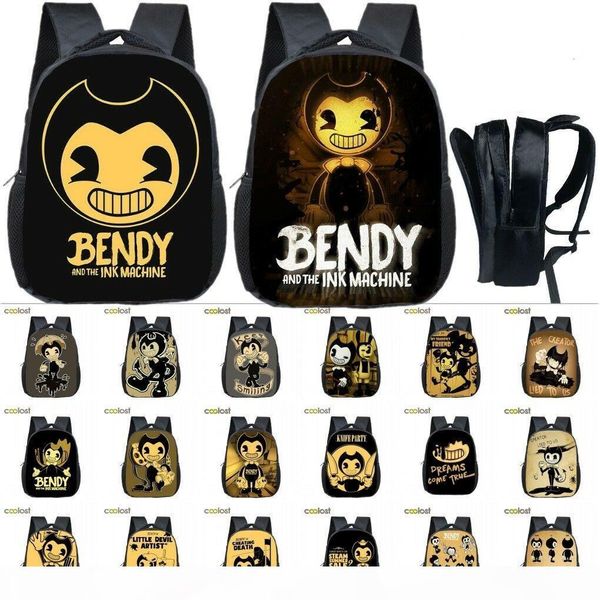 

13" bendy and the ink machine school bags backpack kids polyester print bookbag satchel travel rucksack knapsack shoulderbag handbag
