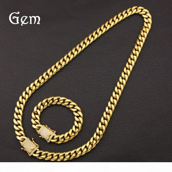 

hiphop jewelry set for men zircon chain bracelets chains gold plated brand design hip hop necklaces party accessories, Silver