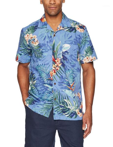

men beach shirt turn down collar short sleeved mens flower printed casual shirts hawaii, White;black