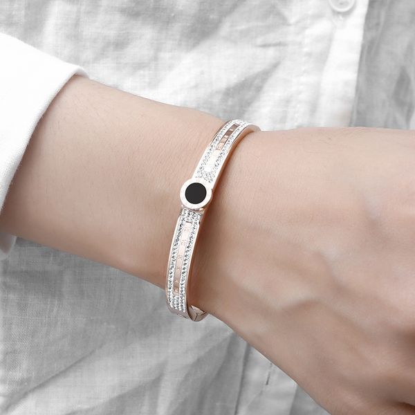 

316 stainless steel rose gold black shell bangle bracelet crystals bangle soul sisters jewelry charm bracelet