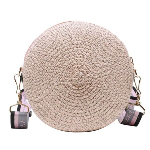 

women ladies fashion crossbody straw weave round shoulder bag woven shopping tote purse satchel