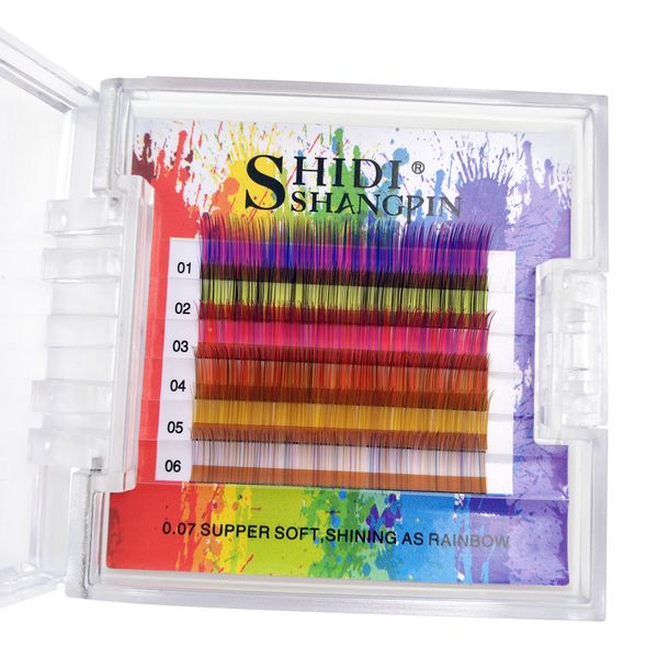 

new 6 rows c curl 0.07mm eyelashes clusters eyelash extension 3d mix mink eyelash extension colorful cilia fake eyelashes