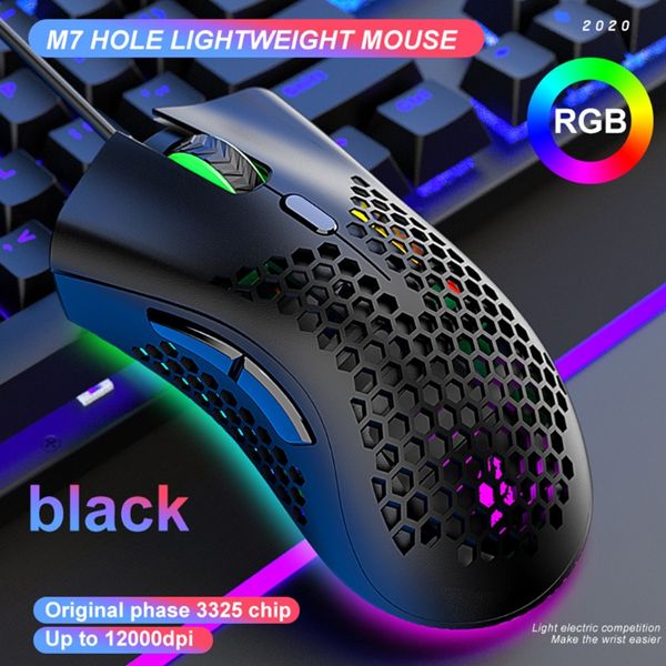 

new lightweight m7 gaming mouse honeycomb shell ergonomic mice with soft rope cable