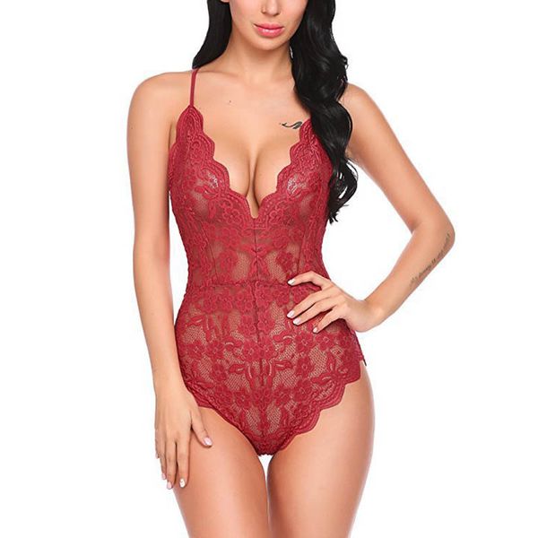 

women pajamas sleepwear sleepwear ladies female nightwear lingerie lace see backless bodysuit v neck through sling 050811 eloea