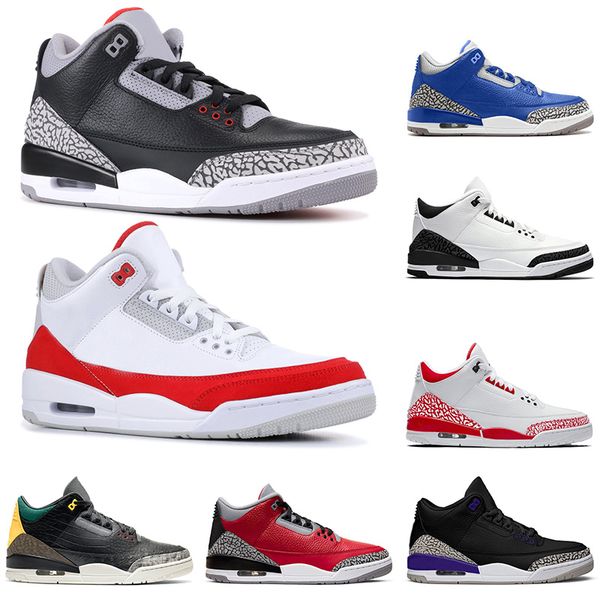 

new jumpman 3 black cement basketball shoes tinker white university red varsity royal fire red og sneakers animal instinct mens trainers