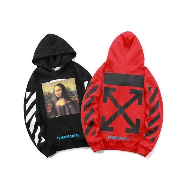 

brand hooded sweater white mona lisa oil painting double arrow printing men and women couples with the same paragraph loose online discount, White;black