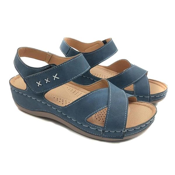 

2020 women open toe pu leather walking shoes sandals summer beach daily casual shoes sandalias mujer, Black
