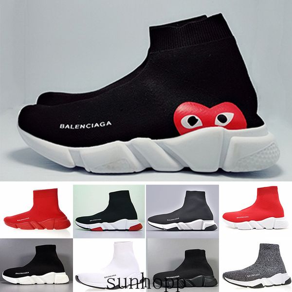 

дизайнер кроссовки speed ​​trainer черный красный гипсофила тройной черный мода плоский носок ботинок повседневная обувь speed ​​trainer run, Black