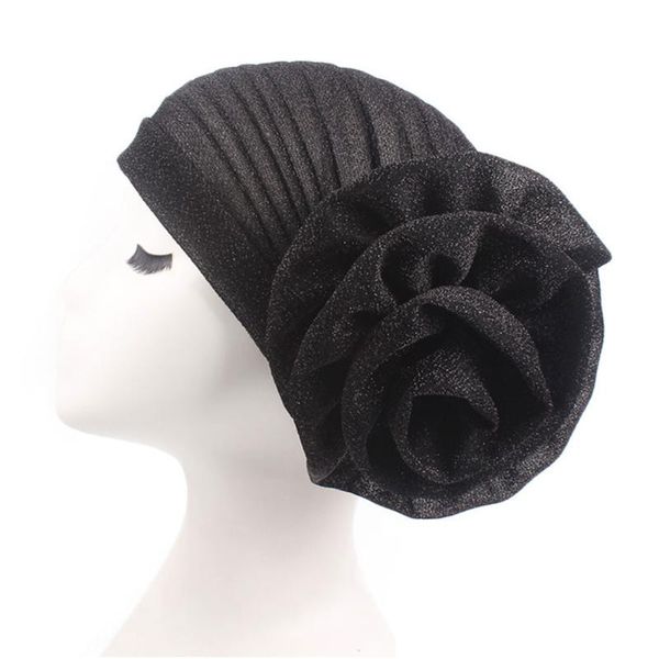 

women beanie for cancer fashion chemotherapy cap turban solid stretch glitter elegant flower casual muslim hats headwear, Blue;gray