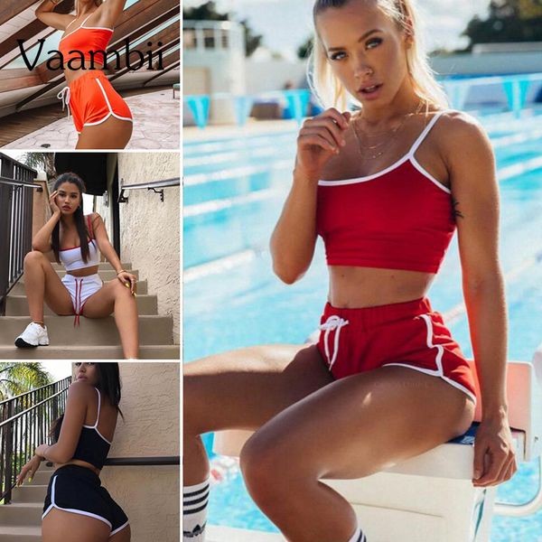 

байкер шорты set yoga suit 2pcs спорт бюстгальтер и короткие наборы для женщин тренировки одежда фитнес tracksuit женская одежда gym, White;red