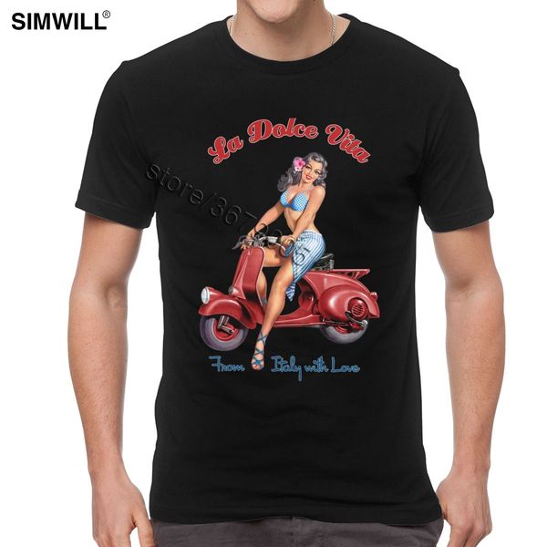 

urban latest shirts men cotton vintage movie la dolce vita tee short sleeved o neck rider graphic t-shirt scooter t shirt