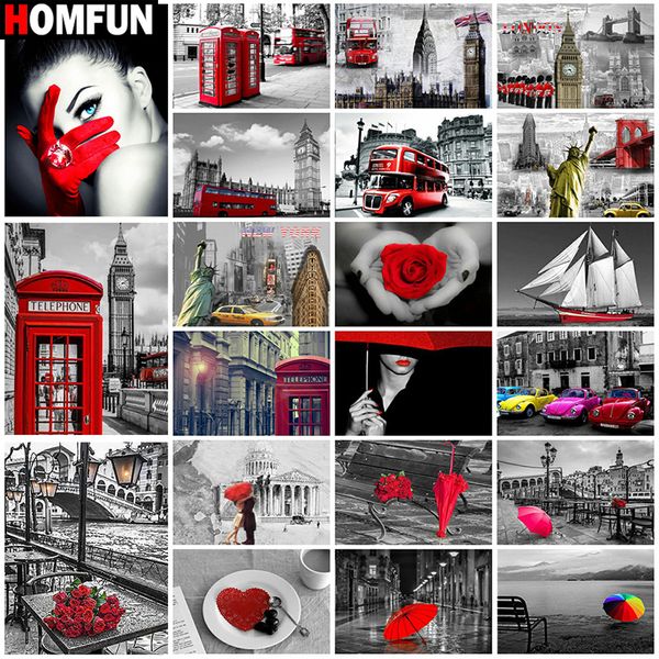 

homfun 3d diamond painting "paris street scenery" diy full rhinestones drill cross-stitch kits square round diamond embroidery