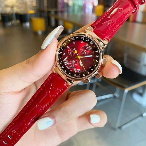 

quartz watch waterproof womens sports watch fashion casual leather strap watches chronograph women wristwatches montre femme, Slivery;brown