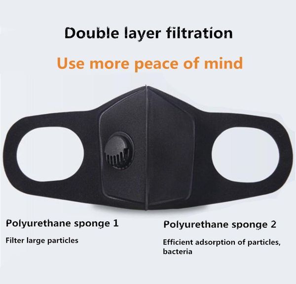 

with half muffle mask dustproof mouth reusable valve washable mask face 2020 respirator pm2.5 pollution breath sponge eechf bwkf