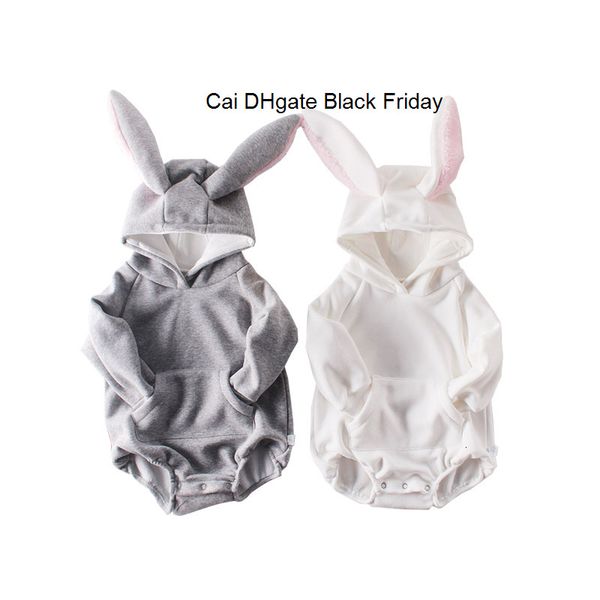 

toddler baby cartoon rabbit ear hooded rompers jumpsuit outfits full sleeve overalls newborn girls boys baby winter clothes, Blue