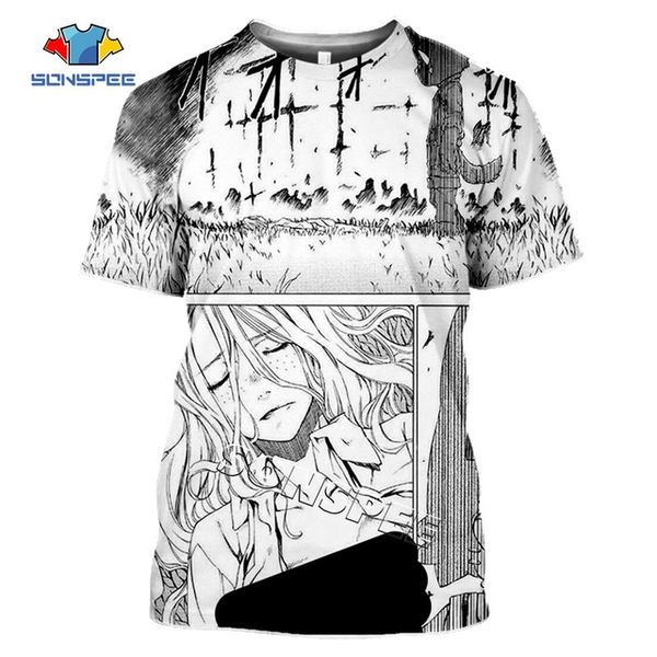 

comic men hunting anime ragdoll gleipnir summer 3d print shirts horror oversized horror men clothing