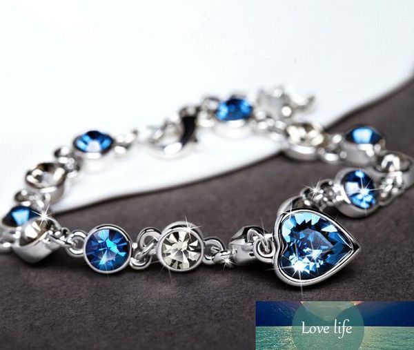

fashion crystal 925 silver filled heart charm bracelet for girls silver gold women jewelry md, Golden;silver