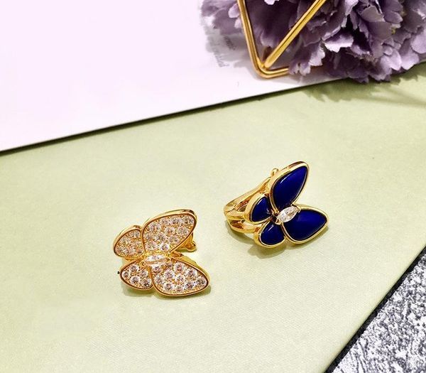 

fashion lady jewelry sets brass lapis lazuli diamond between two butterfly 18k gold necklaces bracelets earrings88, Golden;silver