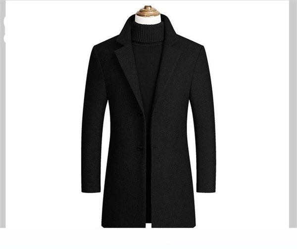 

fashion solid lapel neck outwear men long sleeve trench coats spring autumn mens outwear with single breasted, Tan;black