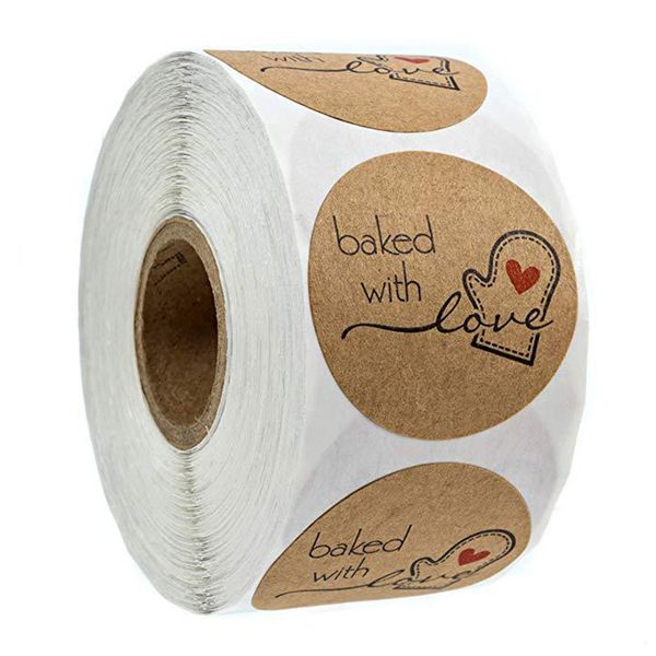 

lables wedding decoration party baked with love gift tag round stickers adhesive