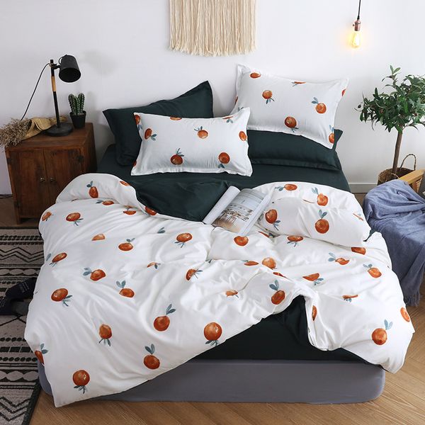

bedding sets 3/4pcs home bed linen set sheet pillowcase linings cover cute printing bedclothes leaf