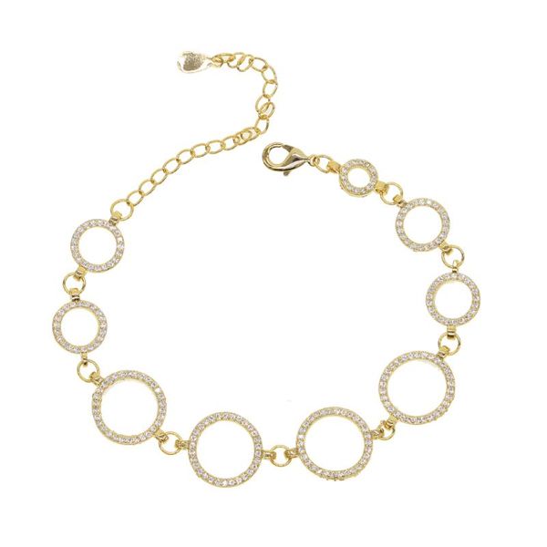 

new arrived gold black color micro pave cz circle round geometric bracelet european classic modern simple jewelry, Golden;silver