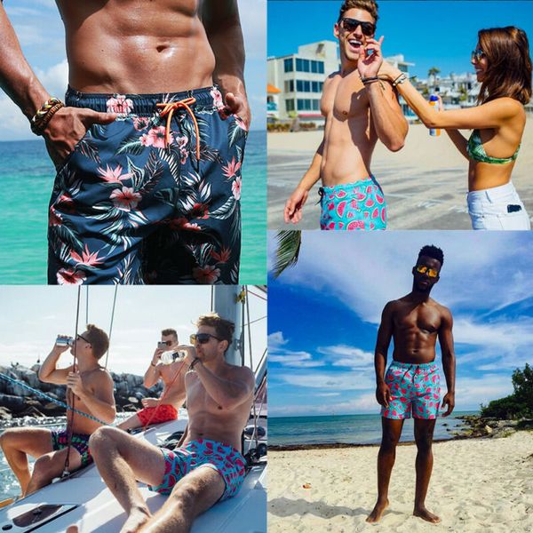 

men's shorts men boardshorts surf beach quick-drying pants swimwear sports trunks thin floral hawaii style, White;black