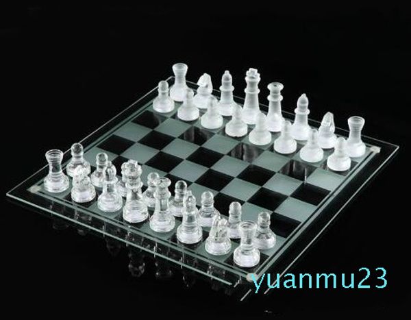 

wholesale-25*25cm k9 glass chess medium wrestling packaging international chess game international chess set packed well