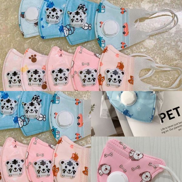 

5 cartoon kids mask 3d layers face masks with filter breather valve pm2.5 anti dust masks 12u7