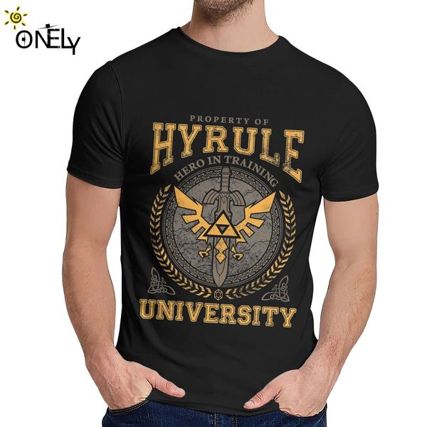 

round collar hyrule university t-shirt men legend of zelda short sleeve 2019 new soft tee big size