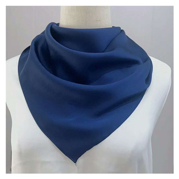 

70*70cm bandana head scarf for women silk satin hair scarfs female cute handkerchief neck scarves for ladies green black white, Blue;gray