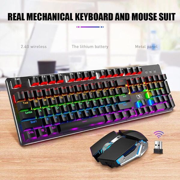 

x200 dual mode key ergonomic game wireless mix backlit mechanical panel keyboard mouse combos 104 key standard keyboard mouse