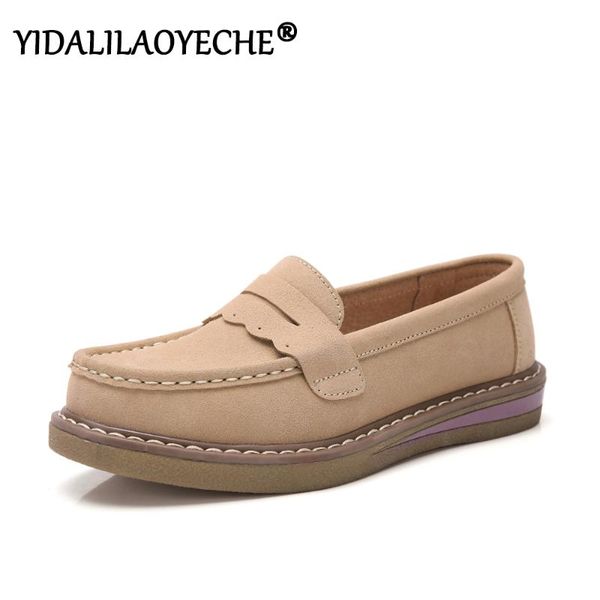 

2020 autumn ladies round head flat shoes solid color sewing handmade shoes comfortable slip-on yidalilaoyeche, Black