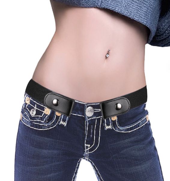 

fashion men women stretch invisible buckle-adjustable belt for jeans pants dresses, Black;brown