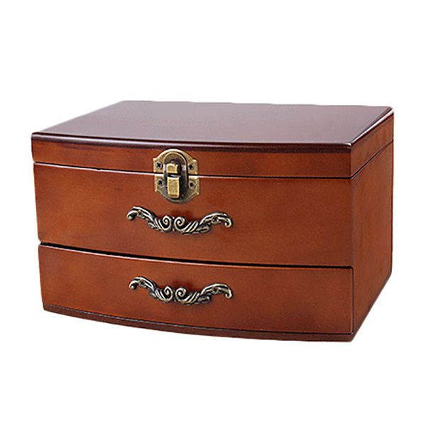 

jewelry box european style solid wood accessories retro display storage drawer gift, Pink;blue