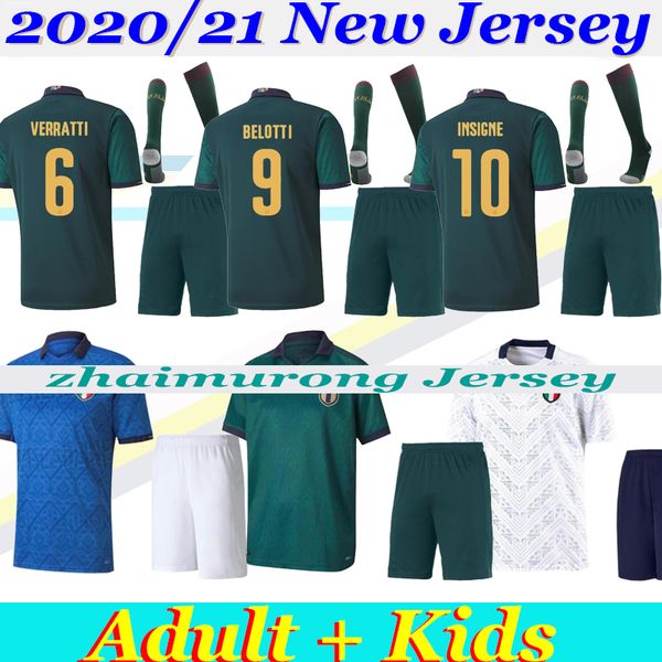 

2021/22 european cup italy kids kit soccer jerseys uniform sets 20 21 verratti insigne belotti italian football shirts kits, Black