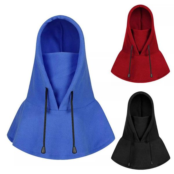 

solid color winter windproof outdoor cap cycling bib cold padded hood warm velvet hat for climbing skiing riding ice fishing new, Black