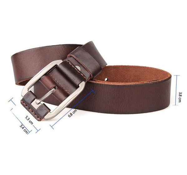 

designer belt men luxury 100%real full grain thick cowhide genuine leather vintage 3.8cm sport masculine big size soft belt 14004, Black;brown