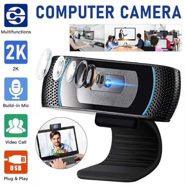 

webcams 2k computer pc web camera with microphone for live broadcast video calling conference workcamara para