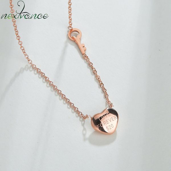

nextvance fashion stainless steel heart key daisy flower pendant necklaces for women girlfriend birthday gift necklace wholesale, Silver