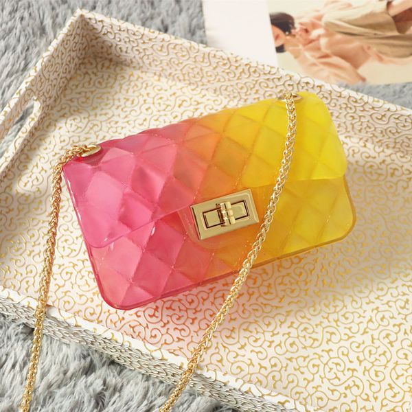 

new women's bag small square bag rhombic chain single shoulder jelly korea edition cross-body fashion