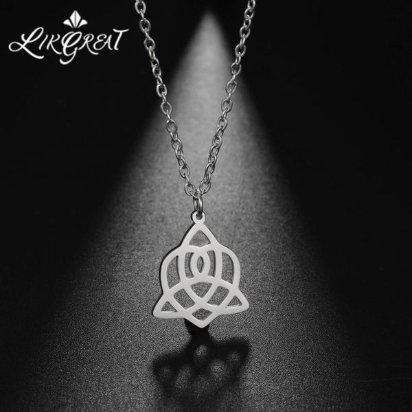 

likgreat irish celtics knot pendant necklace for women amulet talisman necklace link chain choker adjustable vintage jewelry, Silver