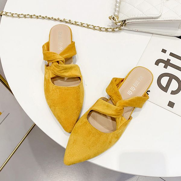 

swyivy flat slippers shoes women summer slides 2020 new bow casual slides female half-slipper mules summer bandage, Black