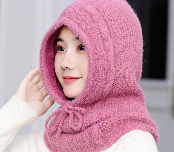 

Men Women Cashmere Hat Knitted Scarf Hooded Collar Winter All-match Drawstring Elastic Adult Teenager Thick Soft Neck Warmer Y200110