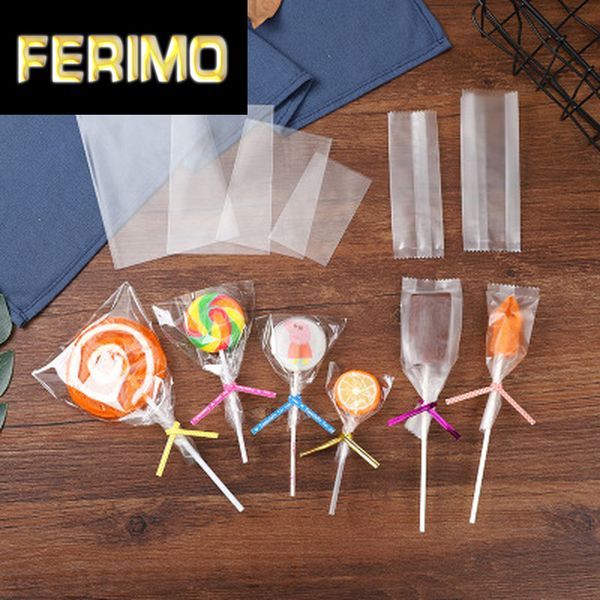 

100 pcs gift lollipop cookie bag mini packaging open transparent wedding favor cellophane small plastic wrapping supplies