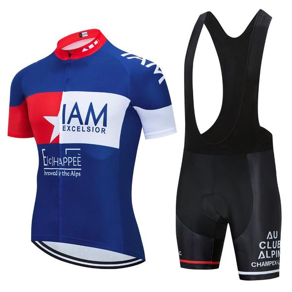 

2020 iam team cycling jersey 19d bib set bicycle clothing mtb uniform quick dry bike clothes mens short maillot culotte suit, Black;blue
